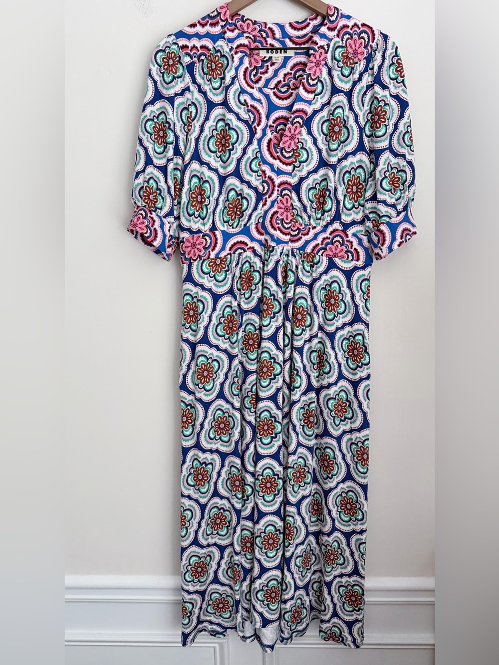 Boden Women’s Lily Jersey Stretch Midi Tea Botanical Dress Sz 10 - Picture 3 of 8